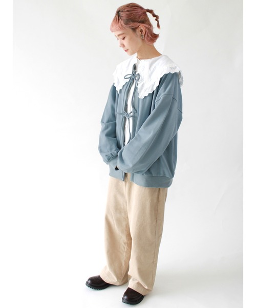 ehka sopo（エヘカソポ）の「【カタログ掲載アイテム】前後着リボン裏毛プルオーバー（Tシャツ/カットソー・レディース・キナリ/ブラック/ブルー/ラベンダー・ﾌﾘ-）」の13枚目の写真