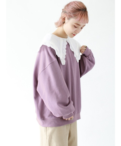 ehka sopo（エヘカソポ）の「【カタログ掲載アイテム】前後着リボン裏毛プルオーバー（Tシャツ/カットソー・レディース・キナリ/ブラック/ブルー/ラベンダー・ﾌﾘ-）」の6枚目の写真