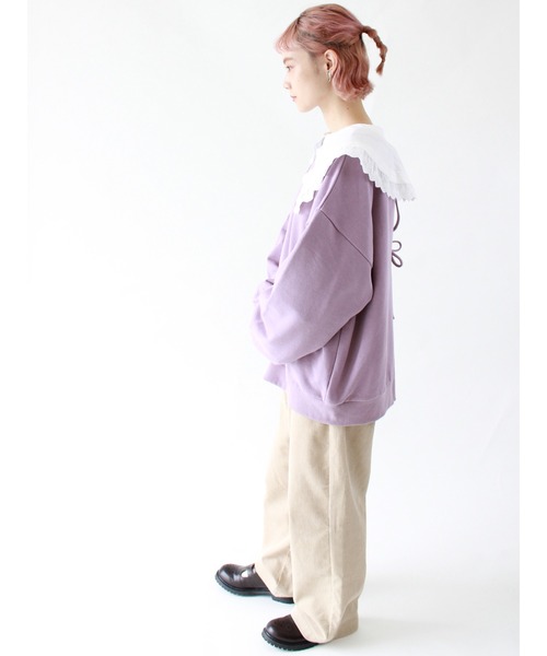 ehka sopo（エヘカソポ）の「【カタログ掲載アイテム】前後着リボン裏毛プルオーバー（Tシャツ/カットソー・レディース・キナリ/ブラック/ブルー/ラベンダー・ﾌﾘ-）」の8枚目の写真