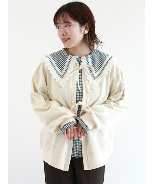 ehka sopo（エヘカソポ）の「【カタログ掲載アイテム】前後着リボン裏毛プルオーバー（Tシャツ/カットソー・レディース・キナリ/ブラック/ブルー/ラベンダー・ﾌﾘ-）」の16枚目の写真