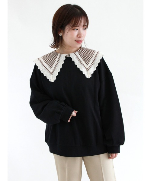 ehka sopo（エヘカソポ）の「【カタログ掲載アイテム】前後着リボン裏毛プルオーバー（Tシャツ/カットソー・レディース・キナリ/ブラック/ブルー/ラベンダー・ﾌﾘ-）」の11枚目の写真