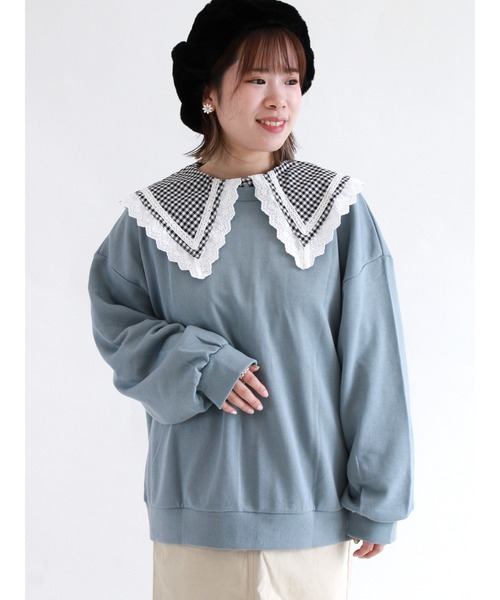 ehka sopo（エヘカソポ）の「【カタログ掲載アイテム】前後着リボン裏毛プルオーバー（Tシャツ/カットソー・レディース・キナリ/ブラック/ブルー/ラベンダー・ﾌﾘ-）」の14枚目の写真