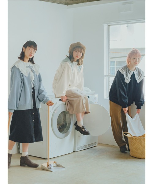 ehka sopo（エヘカソポ）の「【カタログ掲載アイテム】前後着リボン裏毛プルオーバー（Tシャツ/カットソー・レディース・キナリ/ブラック/ブルー/ラベンダー・ﾌﾘ-）」の9枚目の写真