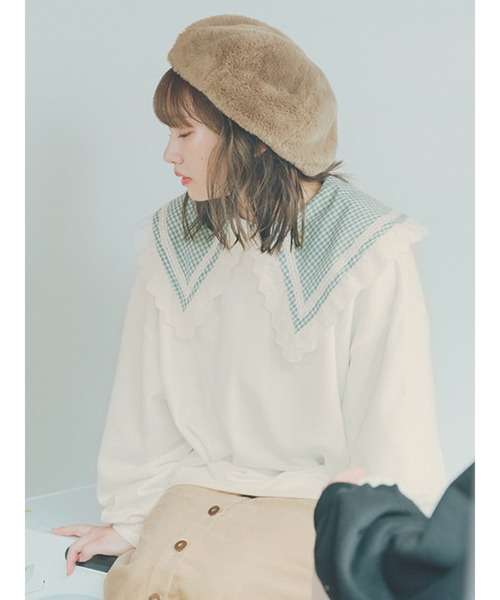 ehka sopo（エヘカソポ）の「【カタログ掲載アイテム】前後着リボン裏毛プルオーバー（Tシャツ/カットソー・レディース・キナリ/ブラック/ブルー/ラベンダー・ﾌﾘ-）」の12枚目の写真