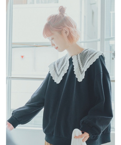 ehka sopo（エヘカソポ）の「【カタログ掲載アイテム】前後着リボン裏毛プルオーバー（Tシャツ/カットソー・レディース・キナリ/ブラック/ブルー/ラベンダー・ﾌﾘ-）」の19枚目の写真