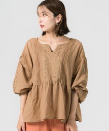 LAYMEE | Leaf embroidery 2way tunic / リーフエンブロイデリー2wayチュニック(シャツ/ブラウス)