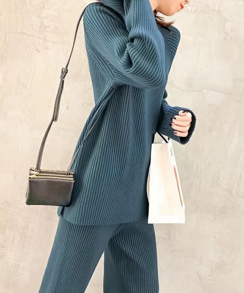 Doula Doula（ドゥーラドゥーラ）の「リブニットセットアップ（セットアップ・レディース・ベージュ/ブルー/ブラック/ブラウン/グレー/キャメル・FREE）」の11枚目の写真