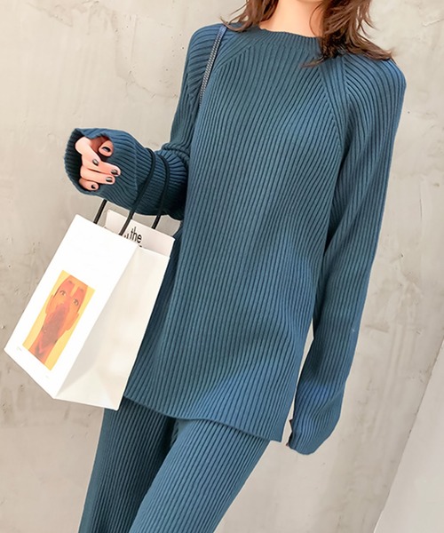 Doula Doula（ドゥーラドゥーラ）の「リブニットセットアップ（セットアップ・レディース・ベージュ/ブルー/ブラック/ブラウン/グレー/キャメル・FREE）」の8枚目の写真