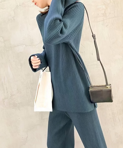 Doula Doula（ドゥーラドゥーラ）の「リブニットセットアップ（セットアップ・レディース・ベージュ/ブルー/ブラック/ブラウン/グレー/キャメル・FREE）」の7枚目の写真