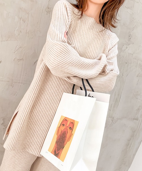 Doula Doula（ドゥーラドゥーラ）の「リブニットセットアップ（セットアップ・レディース・ベージュ/ブルー/ブラック/ブラウン/グレー/キャメル・FREE）」の19枚目の写真