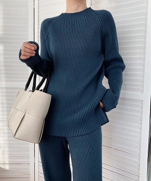 Doula Doula（ドゥーラドゥーラ）の「リブニットセットアップ（セットアップ・レディース・ベージュ/ブルー/ブラック/ブラウン/グレー/キャメル・FREE）」の13枚目の写真