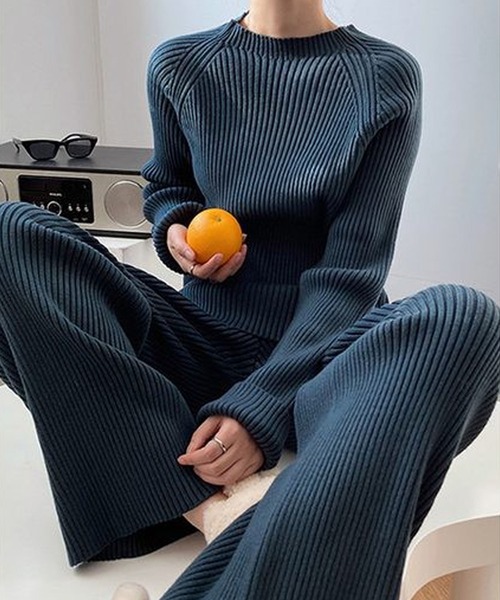 Doula Doula（ドゥーラドゥーラ）の「リブニットセットアップ（セットアップ・レディース・ベージュ/ブルー/ブラック/ブラウン/グレー/キャメル・FREE）」の16枚目の写真