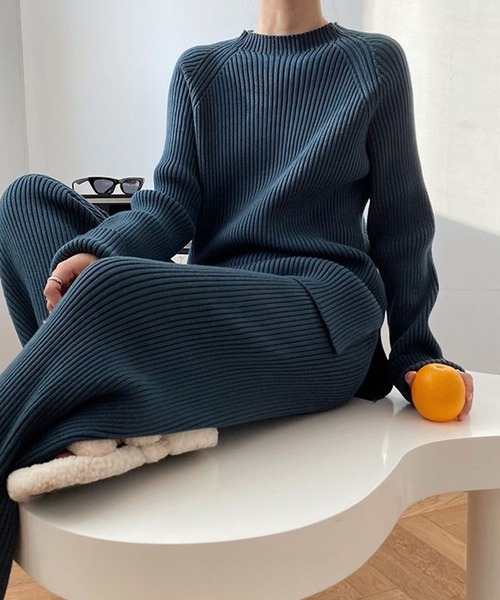 Doula Doula（ドゥーラドゥーラ）の「リブニットセットアップ（セットアップ・レディース・ベージュ/ブルー/ブラック/ブラウン/グレー/キャメル・FREE）」の18枚目の写真