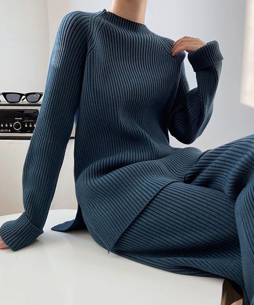 Doula Doula（ドゥーラドゥーラ）の「リブニットセットアップ（セットアップ・レディース・ベージュ/ブルー/ブラック/ブラウン/グレー/キャメル・FREE）」の14枚目の写真