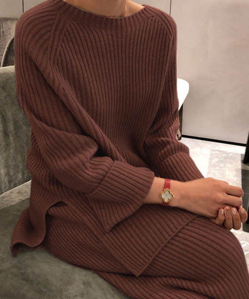 Doula Doula（ドゥーラドゥーラ）の「リブニットセットアップ（セットアップ・レディース・ベージュ/ブルー/ブラック/ブラウン/グレー/キャメル・FREE）」の12枚目の写真