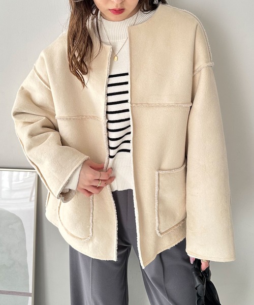 GeeRA（ジーラ）の「リバーシブルムートン風ショートコート（ムートン