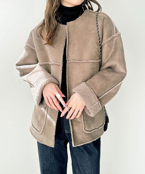 GeeRA（ジーラ）の「リバーシブルムートン風ショートコート（ムートン