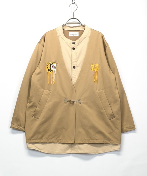masterkey(マスターキー)の「masterkey マスターキー / H&T コットンシルクシャツレイヤードジャケット / MK22S-O-04-1(テーラードジャケット・メンズ・ベージュ/カーキ・1/2)」の9枚目の写真