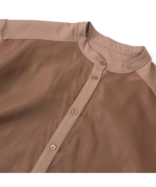 MODE ROBE（モードローブ）の「オーガンジーレイヤードワンピース（シャツワンピース・レディース・ブラウン/グレイッシュベージュ・FREE）」の10枚目の写真