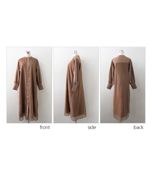 MODE ROBE（モードローブ）の「オーガンジーレイヤードワンピース（シャツワンピース・レディース・ブラウン/グレイッシュベージュ・FREE）」の21枚目の写真