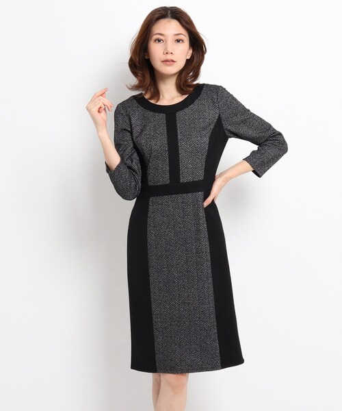 美品『COUP DE CHANCE』 (38) / ヘリンボーン柄配色ワンピース COUP DE CHANCE（クードシャンス）の「◇【日本製】ヘリンボーン