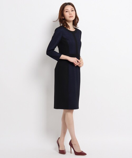 美品『COUP DE CHANCE』 (38) / ヘリンボーン柄配色ワンピース COUP DE CHANCE（クードシャンス）の「◇【日本製】ヘリンボーン