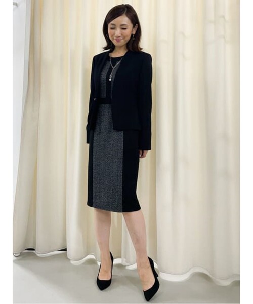 美品『COUP DE CHANCE』 (38) / ヘリンボーン柄配色ワンピース COUP DE CHANCE（クードシャンス）の「◇【日本製】ヘリンボーン