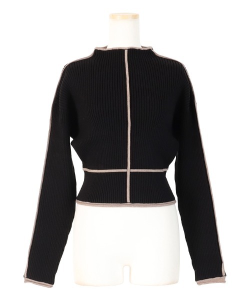 AMBIENT(アンビエント)の「バイカラーパイピングリブニット(ニット/セーター・レディース・ブラック/オリーブ/モカ/アイボリー・FREE)」の6枚目の写真