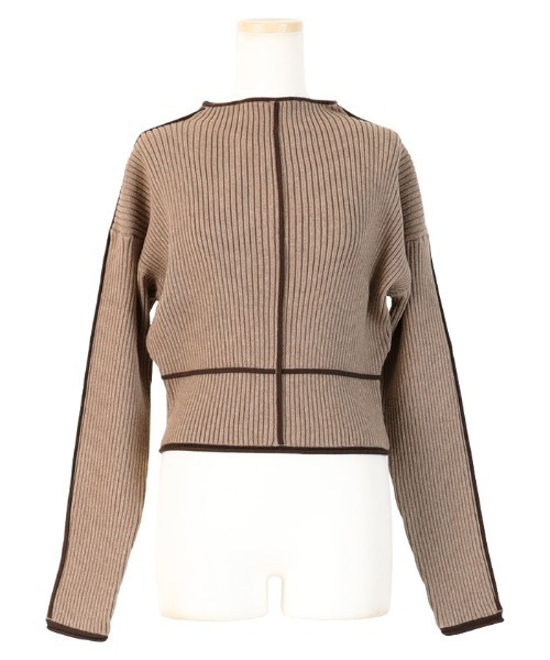 AMBIENT(アンビエント)の「バイカラーパイピングリブニット(ニット/セーター・レディース・ブラック/オリーブ/モカ/アイボリー・FREE)」の7枚目の写真