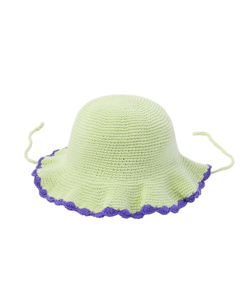 X-girl（エックスガール）の「KNIT BUCKET HAT（ハット・レディース・ブラック/ライトグリーン・ONE SIZE）」の4枚目の写真