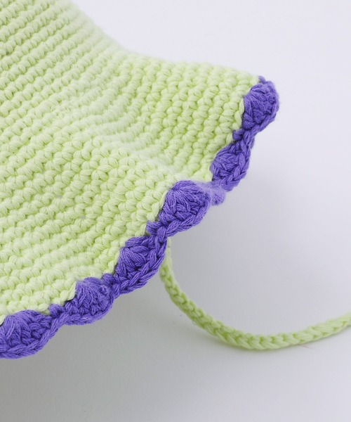 X-girl（エックスガール）の「KNIT BUCKET HAT（ハット・レディース・ブラック/ライトグリーン・ONE SIZE）」の6枚目の写真