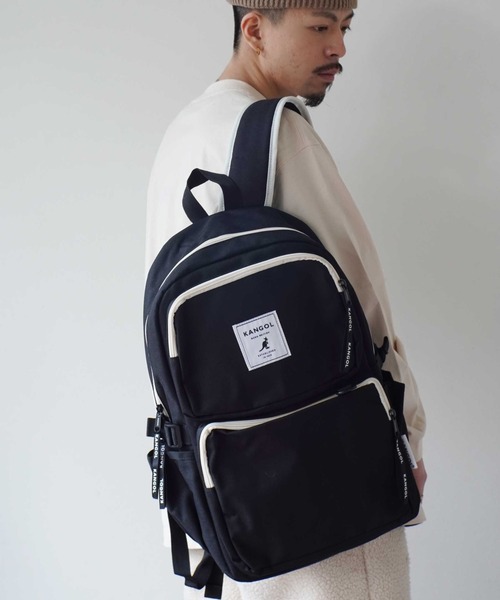 KANGOL(カンゴール)の「【KANGOL / カンゴール】 ダブルポケット バックパック(バックパック/リュック・メンズ・ブラック/カーキ/ブラック×ホワイト・FREE)」の3枚目の写真