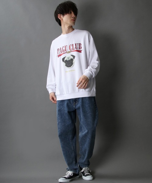 セール】wide silhouette animal print sweat/ワイドシルエット