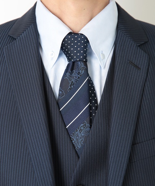 CROWDED CLOSET（クラウデッドクローゼット）の「ペイズリーストライプ/ストライプタイ（ネクタイ・メンズ・シルバー/ネイビー/ボルドー・FREE）」の2枚目の写真