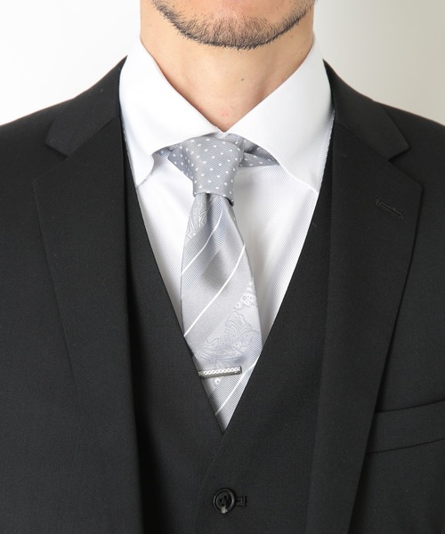 CROWDED CLOSET（クラウデッドクローゼット）の「ペイズリーストライプ/ストライプタイ（ネクタイ・メンズ・シルバー/ネイビー/ボルドー・FREE）」の3枚目の写真