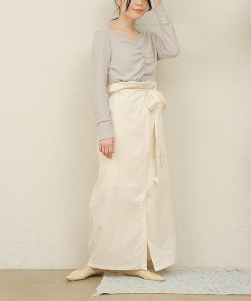 ONEME（ワンム）の「【 ONEME 】ラップアラウンドスカート（スカート・レディース・ベージュ/アイボリー・FREE）」の10枚目の写真