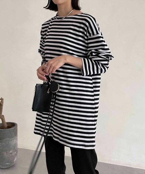 CAPRICIEUX LE'MAGE（カプリシューレマージュ）の「デッドストックロシアボーダーTシャツ（Tシャツ/カットソー・レディース・ブルー/ブラック・FREE）」の2枚目の写真