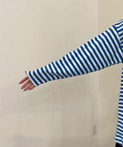 CAPRICIEUX LE'MAGE（カプリシューレマージュ）の「デッドストックロシアボーダーTシャツ（Tシャツ/カットソー・レディース・ブルー/ブラック・FREE）」の5枚目の写真