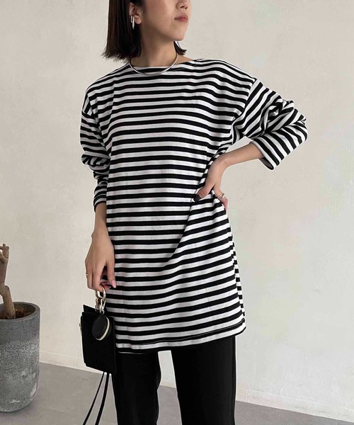 CAPRICIEUX LE'MAGE（カプリシューレマージュ）の「デッドストックロシアボーダーTシャツ（Tシャツ/カットソー・レディース・ブルー/ブラック・FREE）」の8枚目の写真