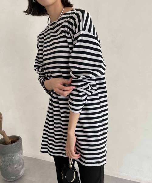 CAPRICIEUX LE'MAGE（カプリシューレマージュ）の「デッドストックロシアボーダーTシャツ（Tシャツ/カットソー・レディース・ブルー/ブラック・FREE）」の9枚目の写真