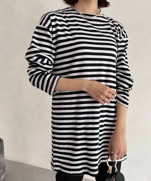 CAPRICIEUX LE'MAGE（カプリシューレマージュ）の「デッドストックロシアボーダーTシャツ（Tシャツ/カットソー・レディース・ブルー/ブラック・FREE）」の10枚目の写真