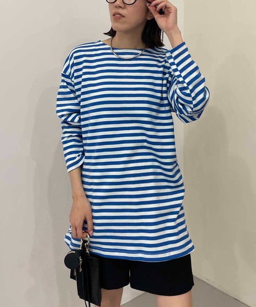 CAPRICIEUX LE'MAGE（カプリシューレマージュ）の「デッドストックロシアボーダーTシャツ（Tシャツ/カットソー・レディース・ブルー/ブラック・FREE）」の17枚目の写真