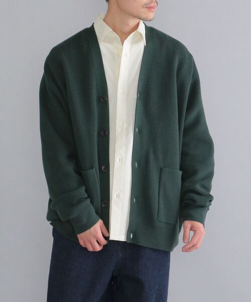 SHIPS（シップス）の「SHIPS:〈手洗い可能〉コットン/アクリル 超度詰め アゼ カーディガン（カーディガン/ボレロ・メンズ・ライトブルー/ネイビー/オフホワイト/グリーン/コバルトブルー・SMALL/MEDIUM/LARGE/X-LARGE）」の3枚目の写真