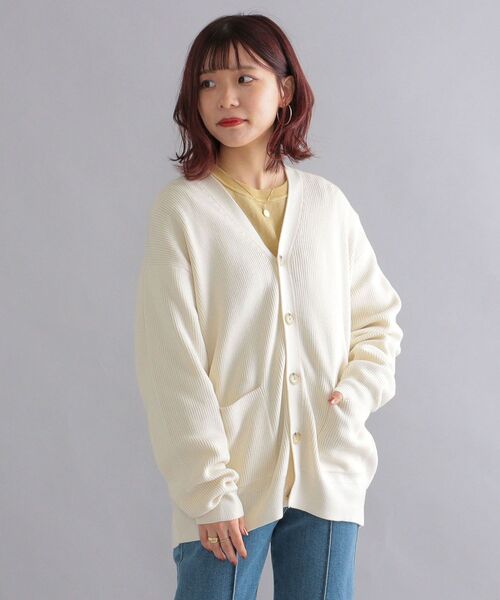 SHIPS（シップス）の「SHIPS:〈手洗い可能〉コットン/アクリル 超度詰め アゼ カーディガン（カーディガン/ボレロ・メンズ・ライトブルー/ネイビー/オフホワイト/グリーン/コバルトブルー・SMALL/MEDIUM/LARGE/X-LARGE）」の7枚目の写真