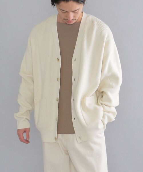SHIPS（シップス）の「SHIPS:〈手洗い可能〉コットン/アクリル 超度詰め アゼ カーディガン（カーディガン/ボレロ・メンズ・ライトブルー/ネイビー/オフホワイト/グリーン/コバルトブルー・SMALL/MEDIUM/LARGE/X-LARGE）」の9枚目の写真