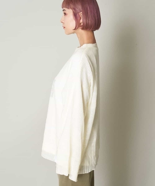 A de a.v.v（アードアー・ヴェ・ヴェ）の「袖レースアップメッシュニット（ニット/セーター・レディース・ブラック/ホワイト/ベージュ・39）」の9枚目の写真