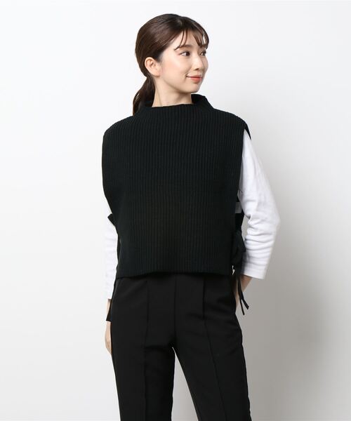 Te chichi(テチチ)の「サイドリボンスタンドベスト(ベスト・レディース・ブラック/ベージュ/モカ・フリ-)」の7枚目の写真