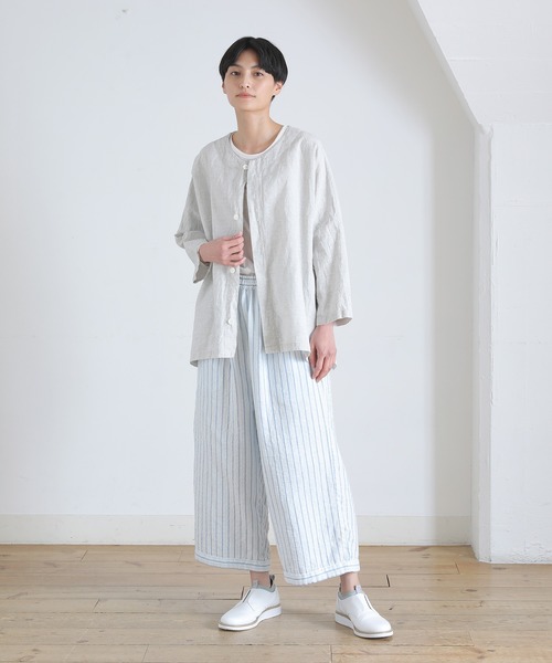 美品 22SS プランテーション メランジFLAT/カーディガン M 綿麻 Plantation（プランテーション）の「メランジFLAT/カーディガン