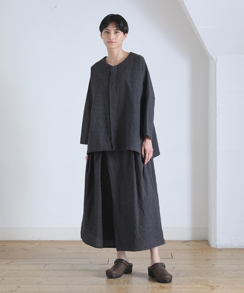 美品 22SS プランテーション メランジFLAT/カーディガン M 綿麻 美品 22SS プランテーション メランジFLAT/カーディガン M 綿麻