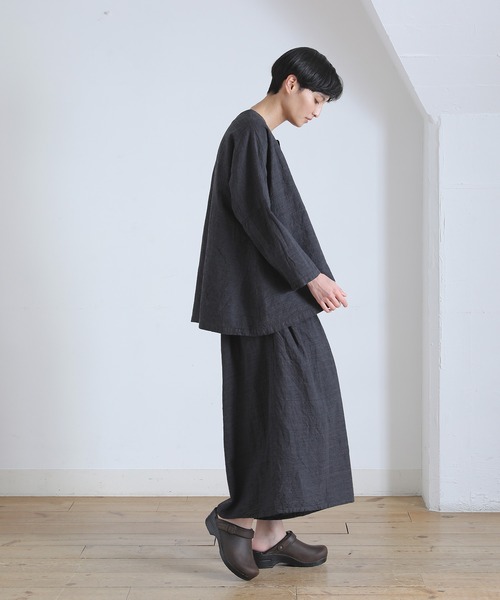 美品 22SS プランテーション メランジFLAT/カーディガン M 綿麻 Plantation（プランテーション）の「メランジFLAT/カーディガン